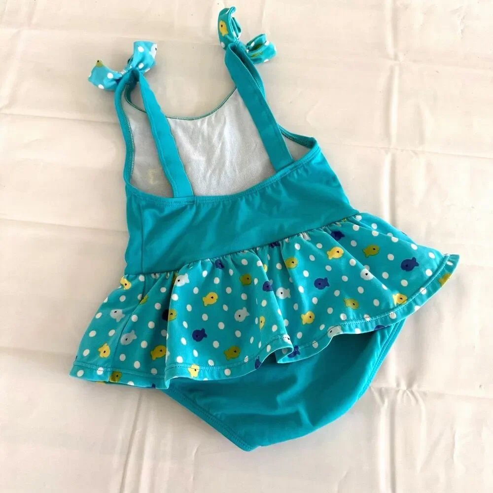 Aqua Blue Gymboree Toddler Girls 2T Swimsuit Goldfish 2012 Sea Splash